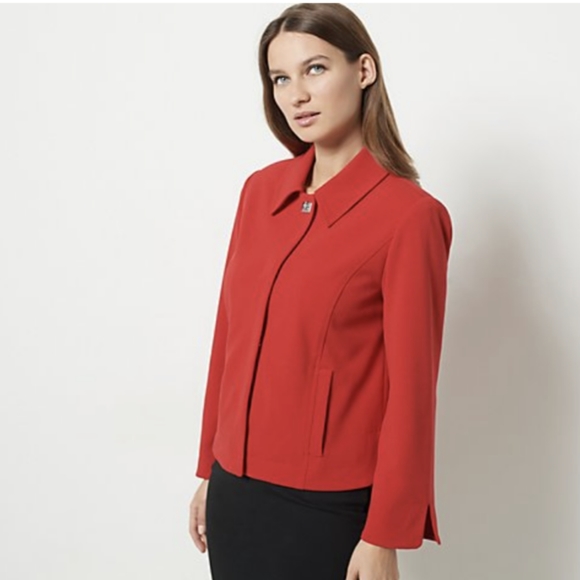 New Dennis Basso Luxury Crepe Navy Bracelet Jacket Size 18W - Picture 8 of 14